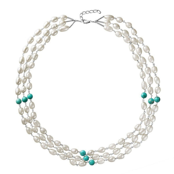 Pearls, Turquoise and Sterling Silver Necklace - Franki Baker Jewellery