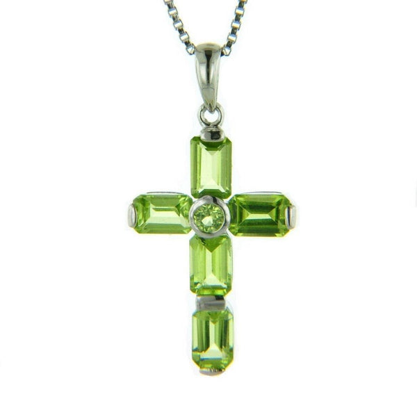 Peridot Gemstone and Sterling Silver Cross Pendant AA Grade Gemstone - Franki Baker Jewellery