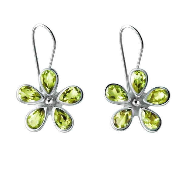 Peridot Flower Slver Earrings