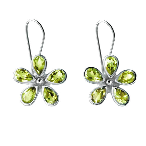 Peridot Flower Slver Earrings