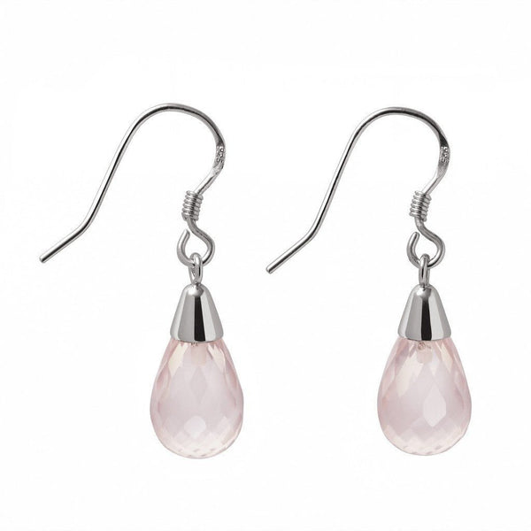 Pink Faceted Rose Quartz and Sterling Silver Earrings - Franki Baker Jewellery