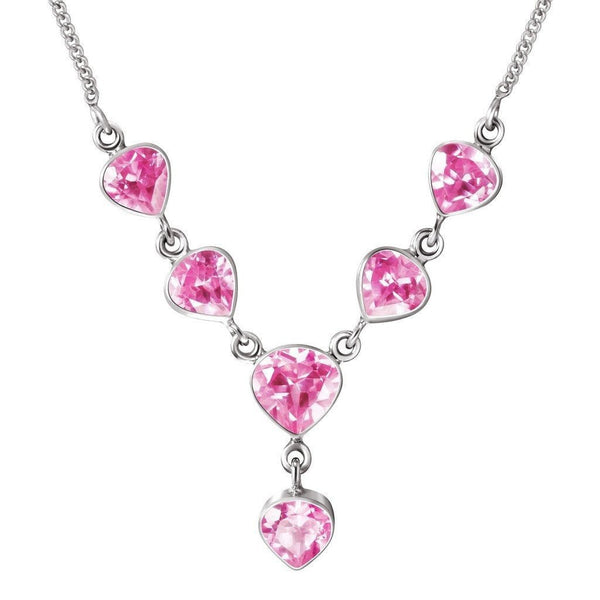 Pink Faceted Simulated Diamonds (CZ) on Sterling Silver Chain Necklace - Franki Baker Jewellery