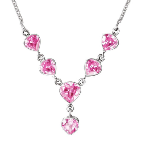 Pink Faceted Simulated Diamonds (CZ) on Sterling Silver Chain Necklace - Franki Baker Jewellery