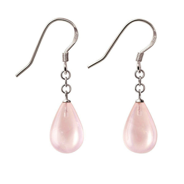 Pink Rose Quartz Gemstone and Sterling Silver Drop Earrings - Franki Baker Jewellery