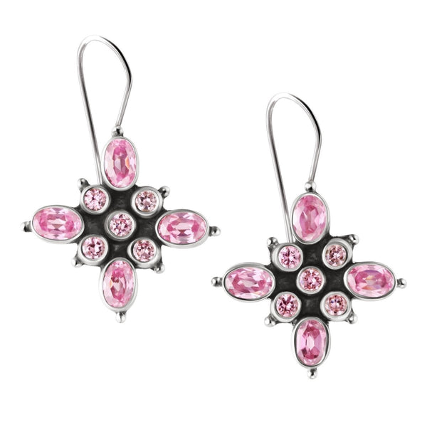 Pink Simulated Diamond Cubic Zirconia and Silver Earrings - Franki Baker Jewellery