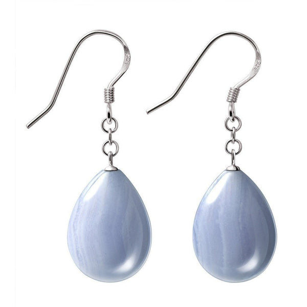 Pretty Blue Lace Agate and Sterling Silver Drop Earrings - Franki Baker Jewellery