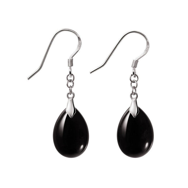 Pretty Dainty Natural Black Agate Drop Sterling Silver Earrings - Franki Baker Jewellery