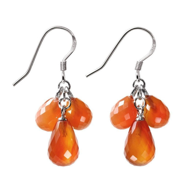 Pretty Faceted Carnelian and Sterling Silver Pear Drop Earrings - Franki Baker Jewellery