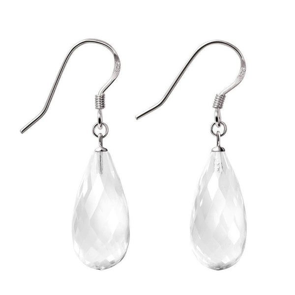 Pretty Faceted Natural Rock Crystal and Sterling Silver Earrings - Franki Baker Jewellery