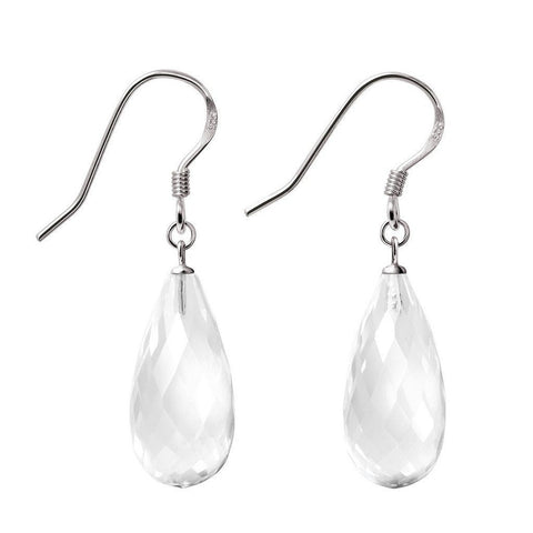 Pretty Faceted Natural Rock Crystal and Sterling Silver Earrings - Franki Baker Jewellery