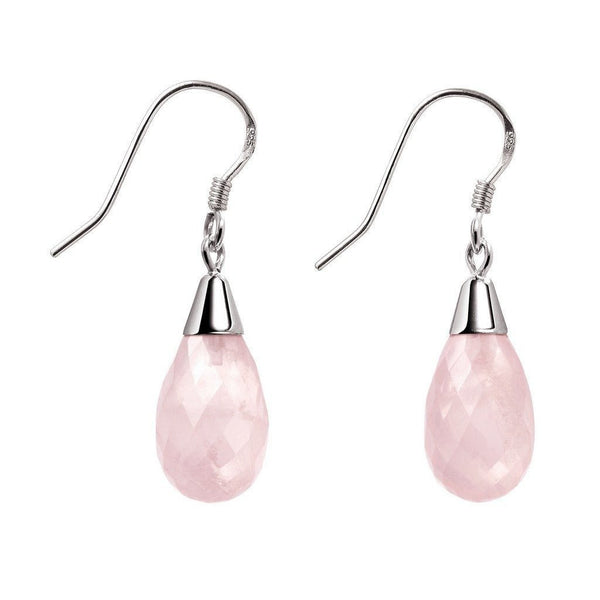 Pretty Faceted Rose Quartz & Sterling Silver Drop Earrings - Franki Baker Jewellery
