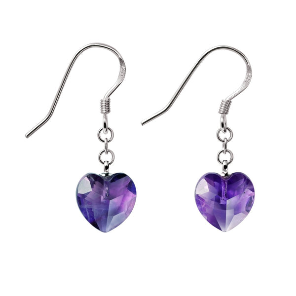 Pretty facetted Amethyst heart shaped dangle earrings - Franki Baker Jewellery