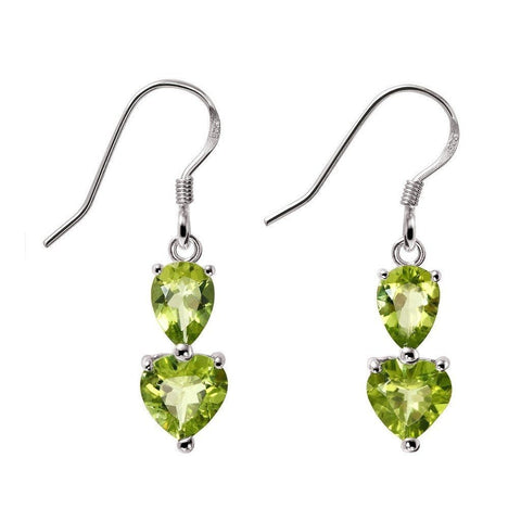 Pretty Green Peridot and Sterling Silver Heart Earrings - Franki Baker Jewellery