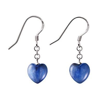 Pretty Heart Shaped Blue Kyanite and Sterling Silver Drop Earrings - Franki Baker Jewellery