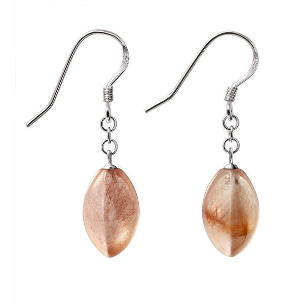 Pretty Orange Rutile Quartz and Sterling Silver Drop Earrings - Franki Baker Jewellery