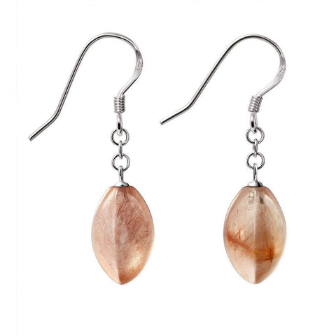 Pretty Orange Rutile Quartz and Sterling Silver Drop Earrings - Franki Baker Jewellery