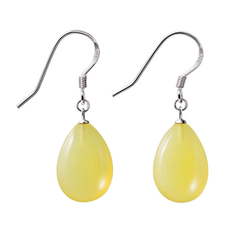 Pretty Pear Drop Shaped Yellow Opals and Silver Earrings - Franki Baker Jewellery