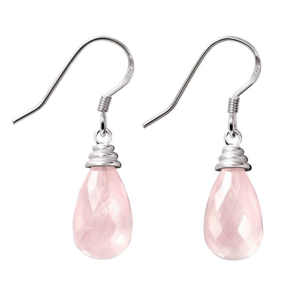 Pretty Pear Shaped Rose Quartz & Sterling Silver Drop Earrings - Franki Baker Jewellery