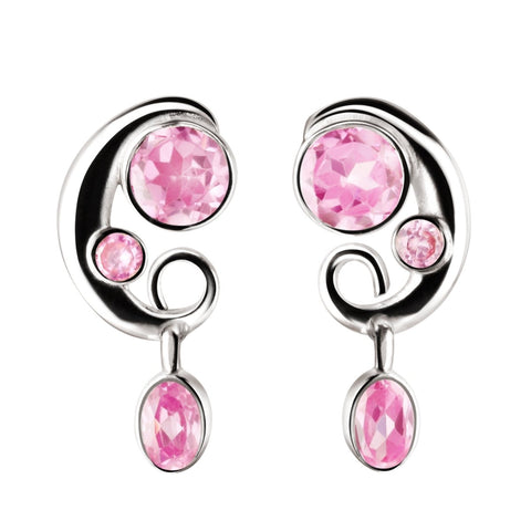 Pretty Pink Simulated Diamond CZ and Sterling Silver Drop Earrings - Franki Baker Jewellery