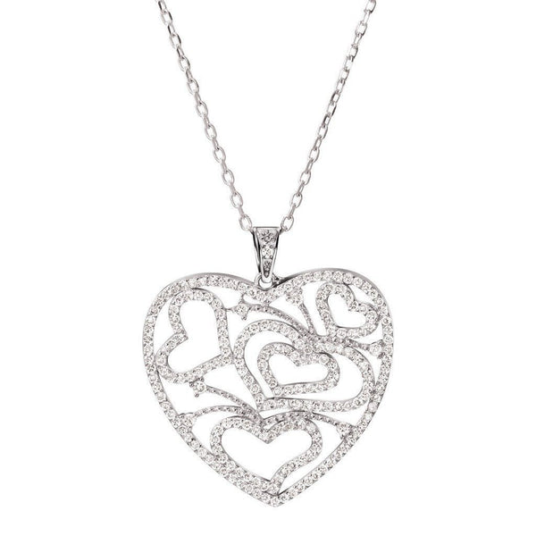 Pretty Sterling Silver and Crystals Heart Pendant on Silver Chain - Franki Baker Jewellery