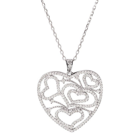 Pretty Sterling Silver and Crystals Heart Pendant on Silver Chain - Franki Baker Jewellery