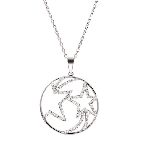 Pretty Sterling Silver and Crystals Star Burst Pendant on Silver Chain - Franki Baker Jewellery