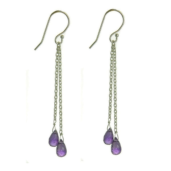 Purple Amethyst and Sterling Silver Drop Earrings - Franki Baker Jewellery