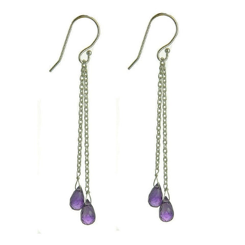 Purple Amethyst and Sterling Silver Drop Earrings - Franki Baker Jewellery