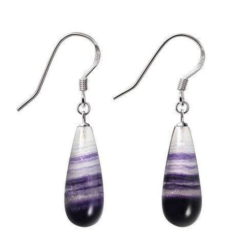 Purple Fluorite Pear Drop & 925 Sterling Silver Earrings - Franki Baker Jewellery