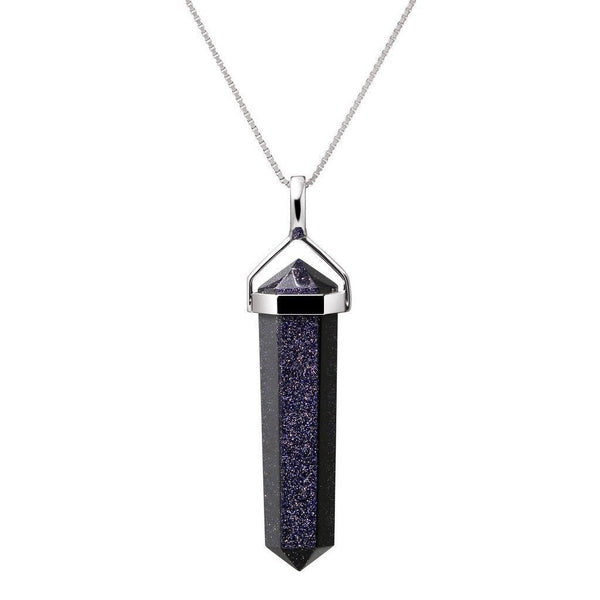 Purple Gold-Flecked SandGemstone and Sterling Silver Obelisk Pendant - Franki Baker Jewellery