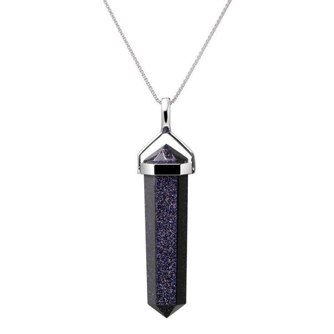 Purple Gold-Flecked SandGemstone and Sterling Silver Obelisk Pendant - Franki Baker Jewellery