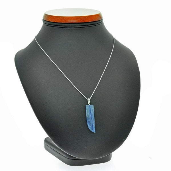 Rare Blue Kyanite and Silver Shark's Tooth Pendant on Silver Chain - Franki Baker Jewellery