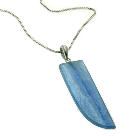 Rare Blue Kyanite and Silver Shark's Tooth Pendant on Silver Chain - Franki Baker Jewellery