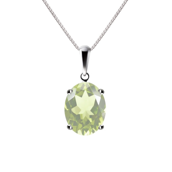 Rare Natural Pale Green Oval Prasiolite, Green Amethyst Gemstone Pendant Necklace