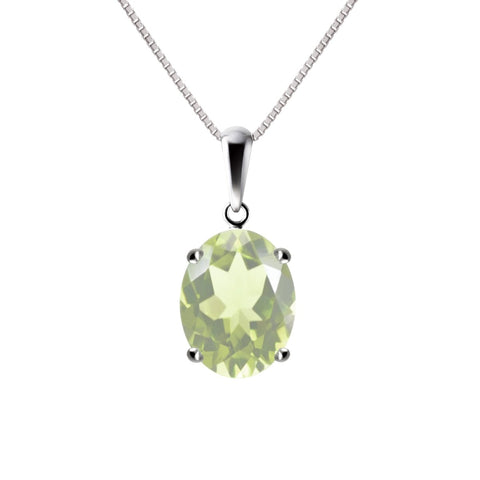 Rare Natural Pale Green Oval Prasiolite, Green Amethyst Gemstone Pendant Necklace