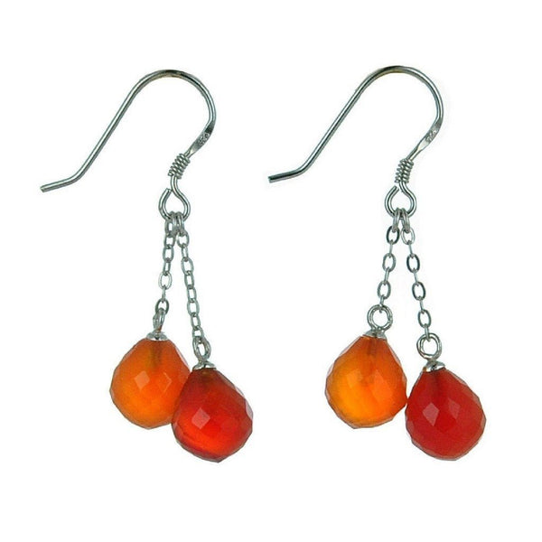 Red Carnelian and Sterling Silver Dangle Earrings - Franki Baker Jewellery