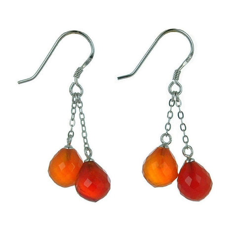 Red Carnelian and Sterling Silver Dangle Earrings - Franki Baker Jewellery