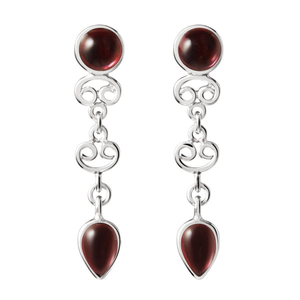 Red Garnet and Sterling Silver Stud/ Drop Earrings - Franki Baker Jewellery