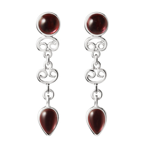Red Garnet and Sterling Silver Stud/ Drop Earrings - Franki Baker Jewellery