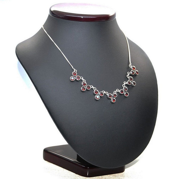 Red Garnet Gemstone and Sterling Silver Necklace - Franki Baker Jewellery