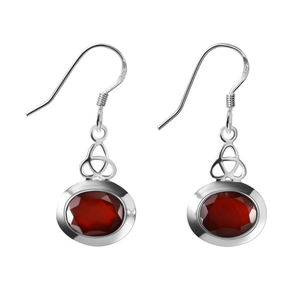 Red Onyx Gemstone Arts and Crafts Sterling Silver Drop Earrings - Franki Baker Jewellery