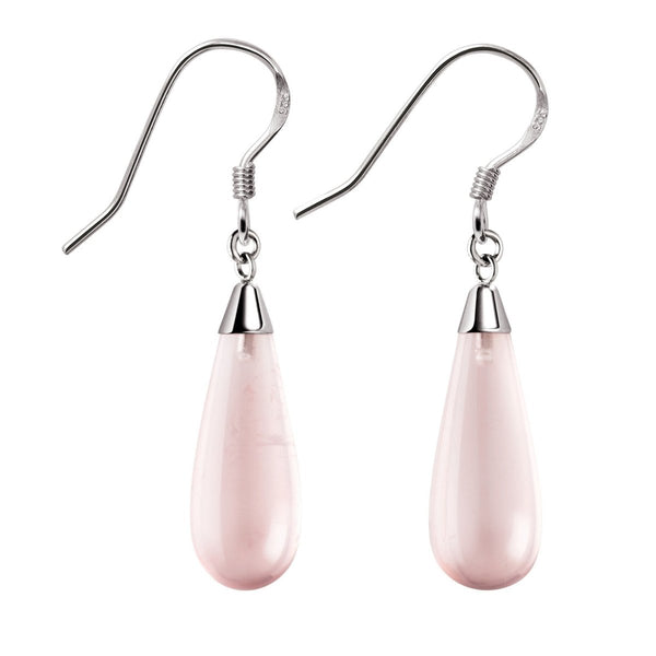 Rose Quartz and Sterling Silver Drop Earrings - Franki Baker Jewellery