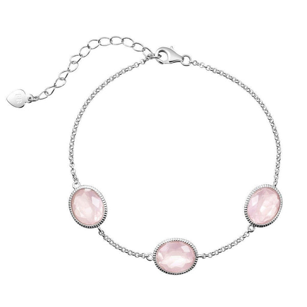Rose Quartz Coloured Crystals on Sterling Silver Chain Bracelet - Franki Baker Jewellery