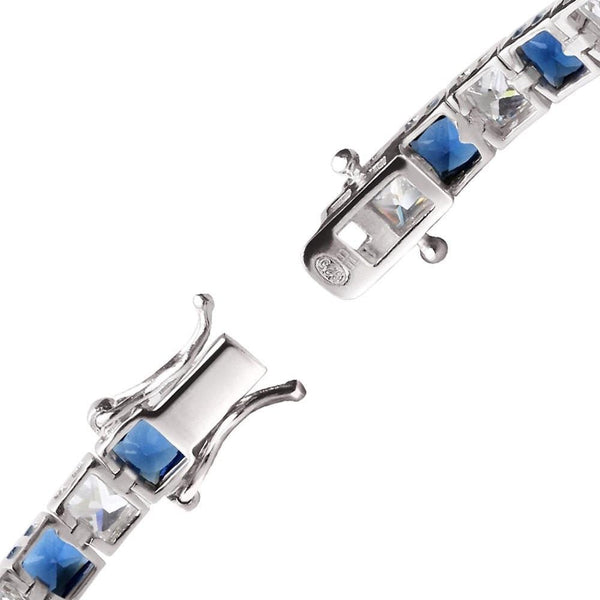 Sapphire & Diamond CZ and 925 Sterling Silver Tennis Bracelet. - Franki Baker Jewellery