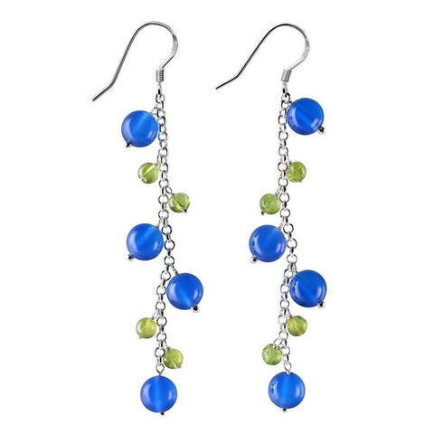 Silver and Blue-Green Chalcedony Drop Earrings - Franki Baker Jewellery
