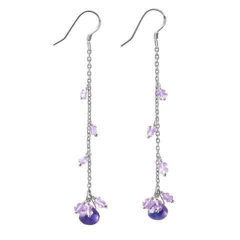 Silver and Faceted Amethyst Drop Earrings - Franki Baker Jewellery