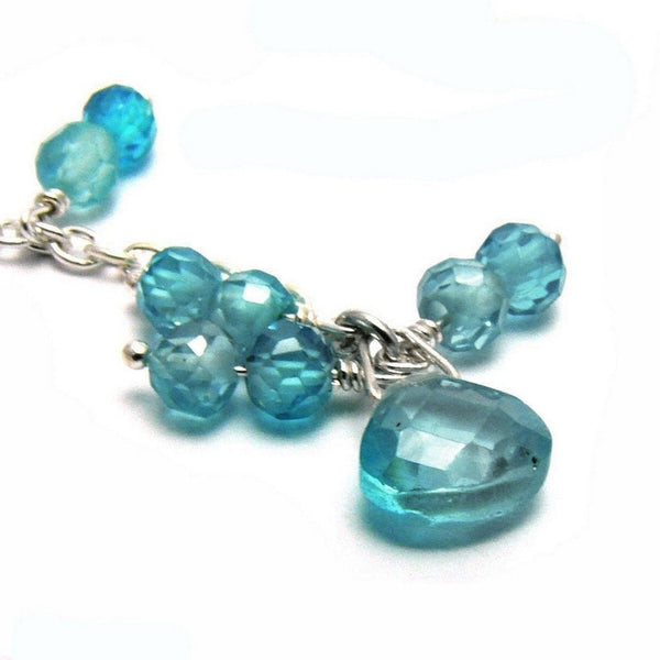 Silver and Faceted Aquamarine Blue Cubic Zirconia Drop Earrings - Franki Baker Jewellery