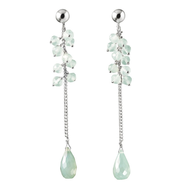 Silver and Faceted Blue-Green Chalcedony Drop Earrings - Franki Baker Jewellery