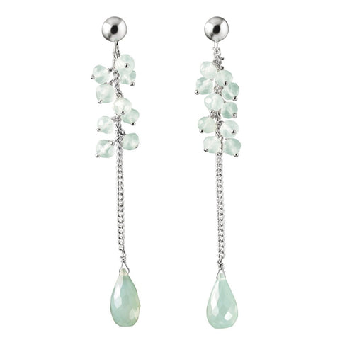 Silver and Faceted Blue-Green Chalcedony Drop Earrings - Franki Baker Jewellery