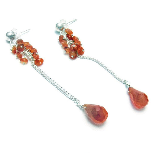 Silver and Faceted Carnelian Drop Earrings - Franki Baker Jewellery